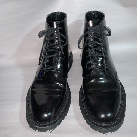SAINT LAURENT size 42.5 black patent ARMY BOOTS - Picture 5 of 11